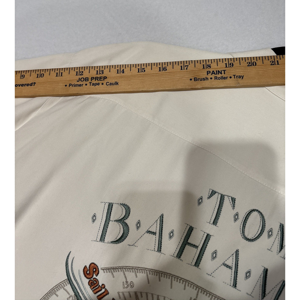 Tommy Bahama Mens XL Silk Camp Shirt Beige Embroidered Sail Fast Live Slow - Picture 5 of 8
